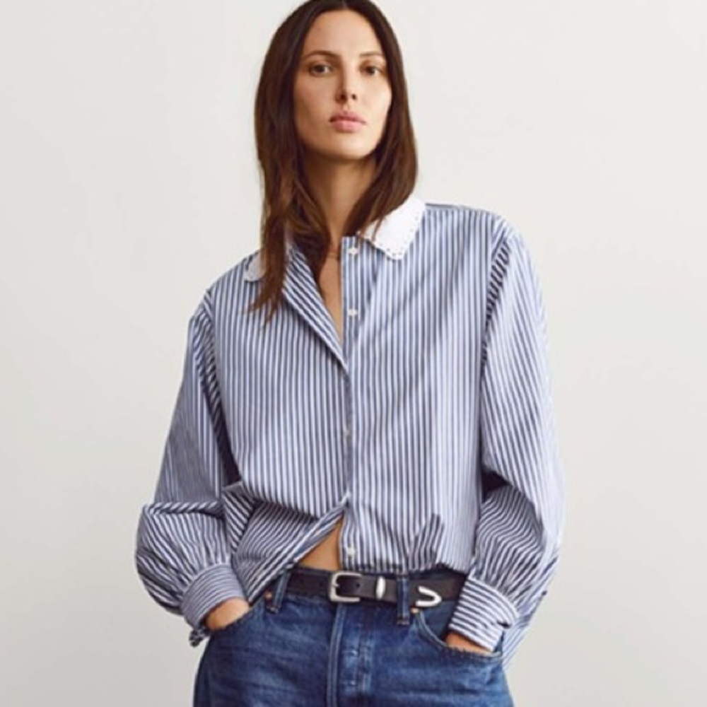 Gap x DOEN Oversized Striped Button-Down Shirt with Eyelet Collar